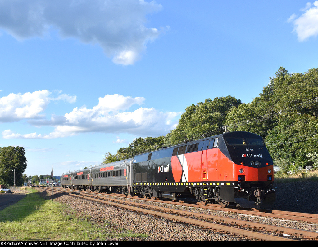 P40BH # 6710 shoves Train # 4414 toward its next stop of Wallingford